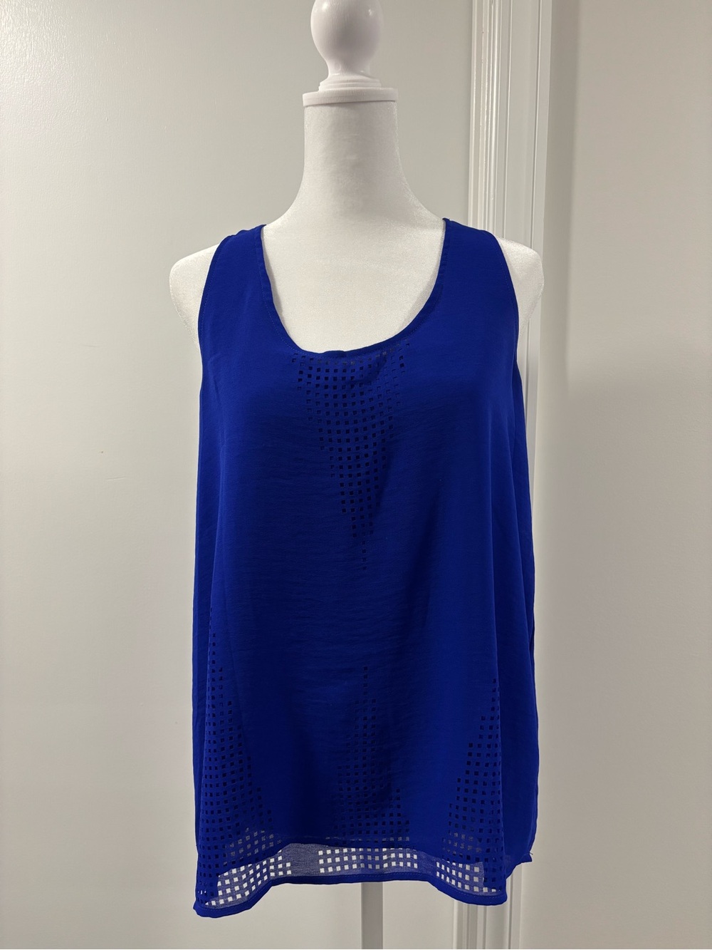 Pixley Cobalt Blue Eyelet Scoop Neck Tank